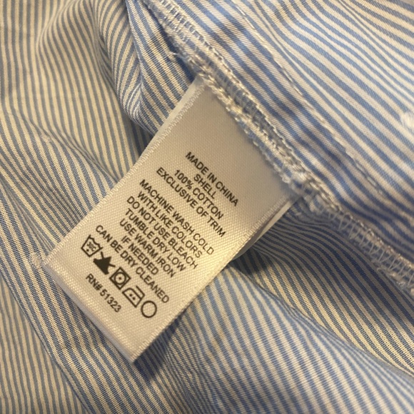 CeCe Blue and White Blouse with Lace Sleeves - Picture 3 of 5